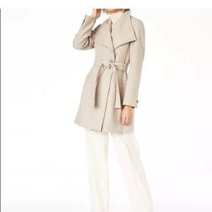 Wool Coat - Tan/Oatmeal - CALVIN KLEIN Wrap Pea Coat
